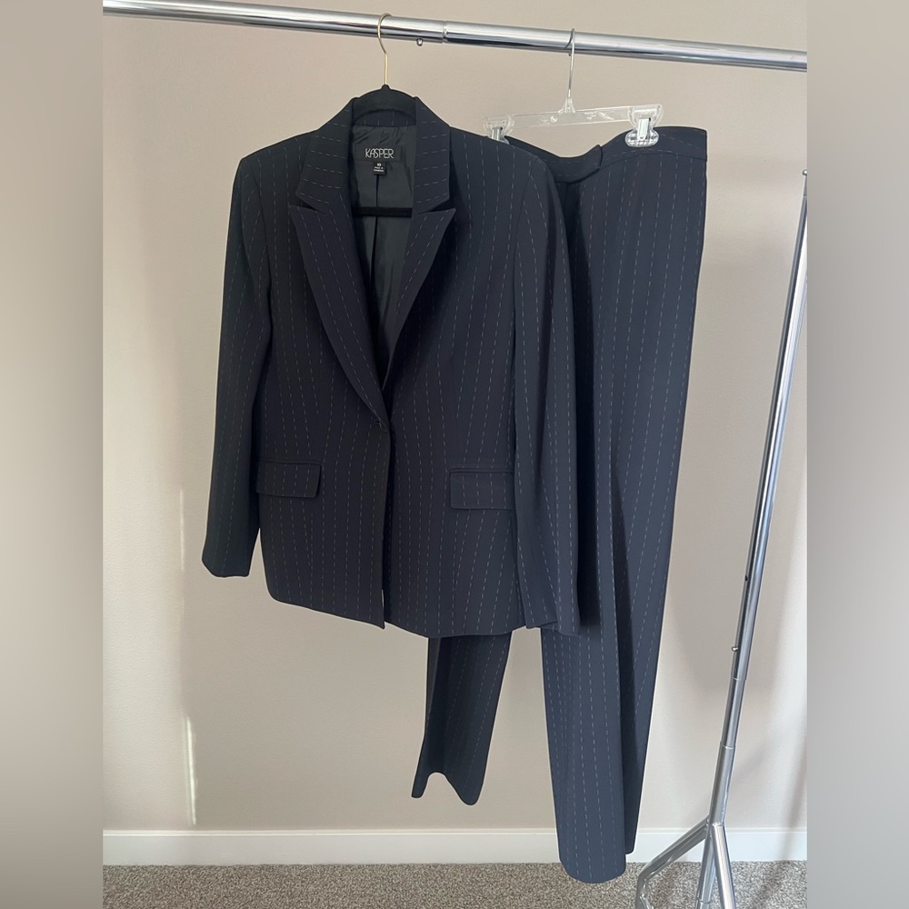 Kasper Woman’s Dark Navy Pinstripe Suit